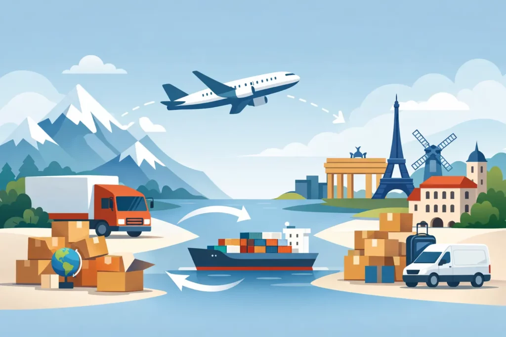 Déménagement international Suisse vers Europe